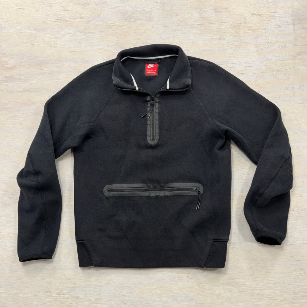 Nike Pullover Tech Fleece Small 1/4 Zip Bonded Pocket Black Womens